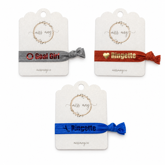 Ringette Hair Tie Bracelets – Foiled Elastic | Miss May