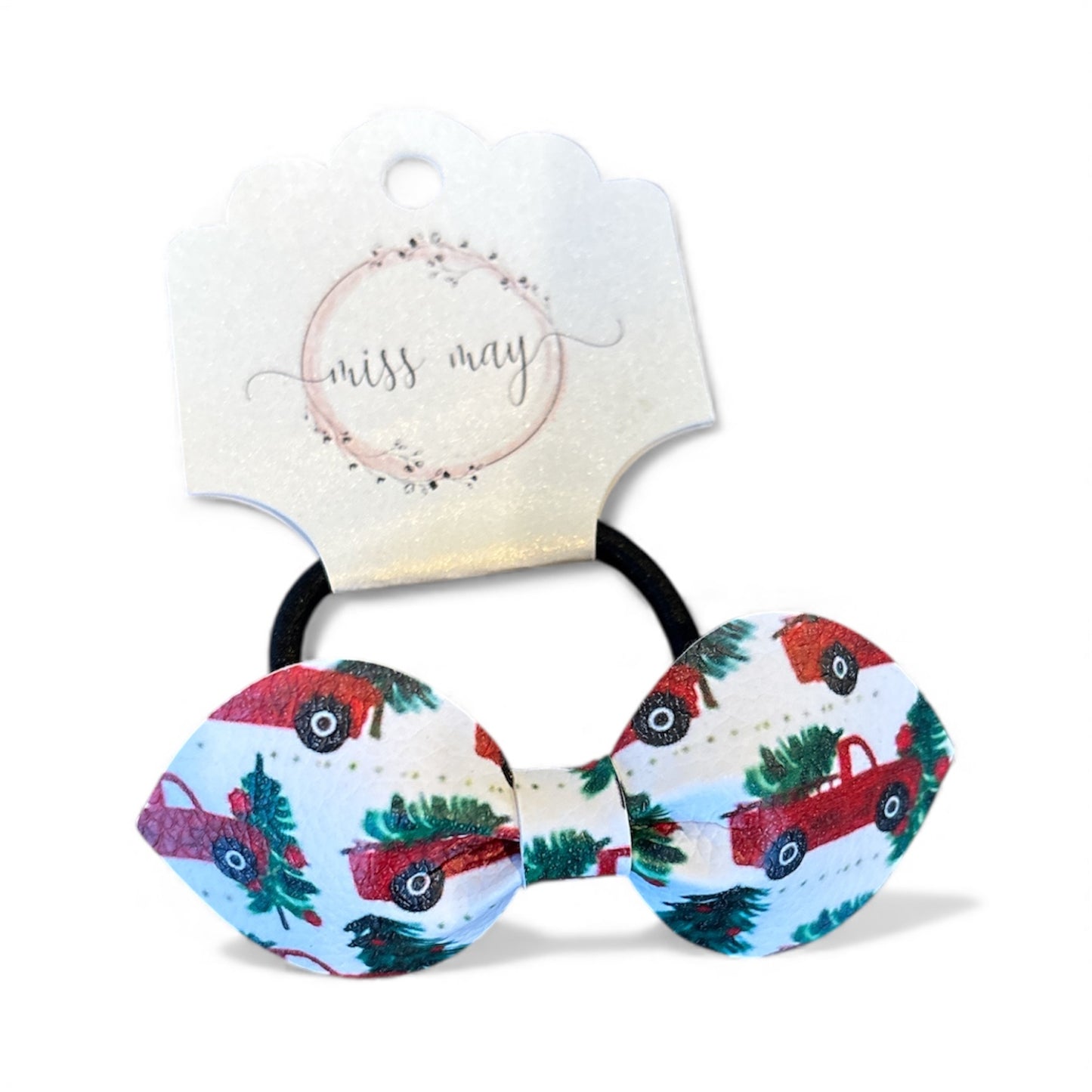 Christmas Tree Truck Hair Tie – Holiday Ponytail Holder for Girls | Miss May