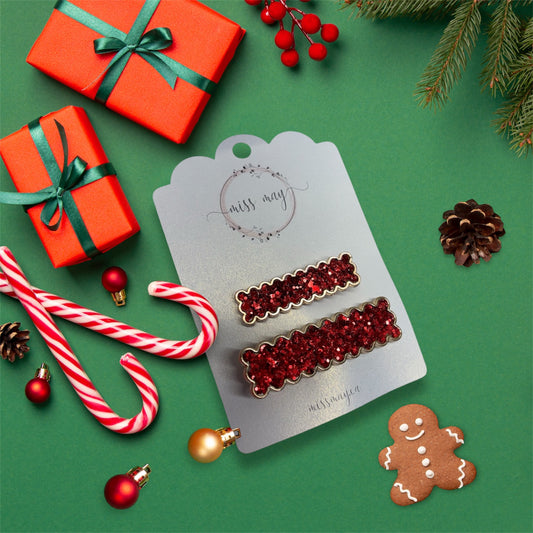 Matching Christmas Hair Clips Set – Festive Mom & Me Holiday Hair Accessories | Miss May