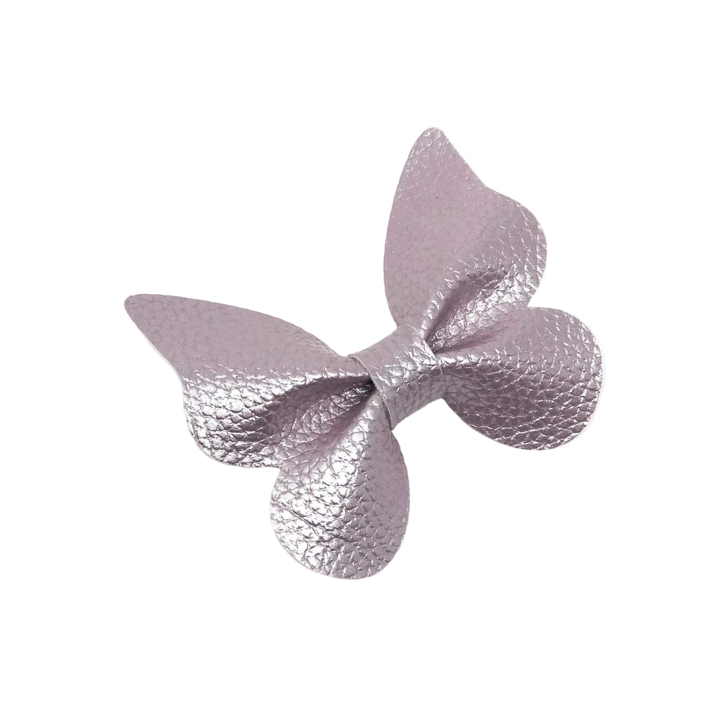 cute metallic faux leather bow hair tie close up