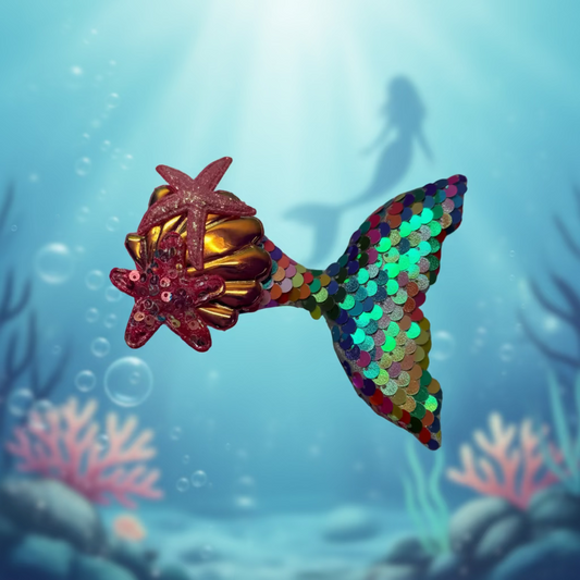 mermaid tail sequin hair bow clip for girls sparkly ocean themed hair accessory
