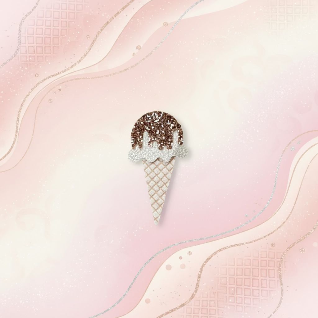Ice cream cone bow hair clip in vanilla style for baby and toddler girls