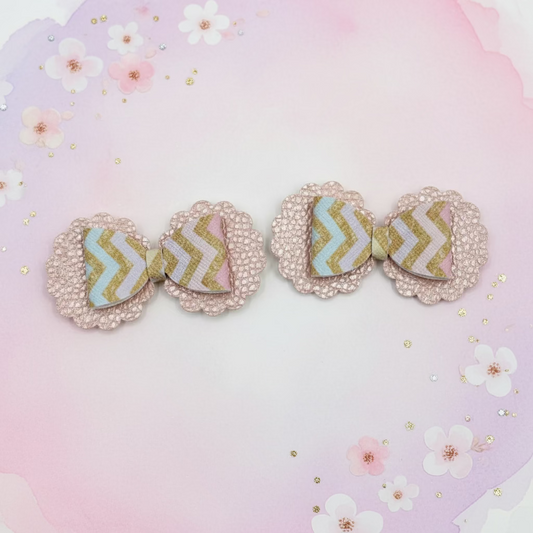 zigzag ruffle flower hair bow clip pastel girls hair accessory spring summer bow