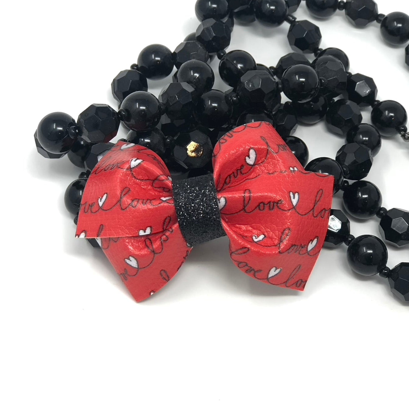 Red love themed handmade hair bow clip for girls