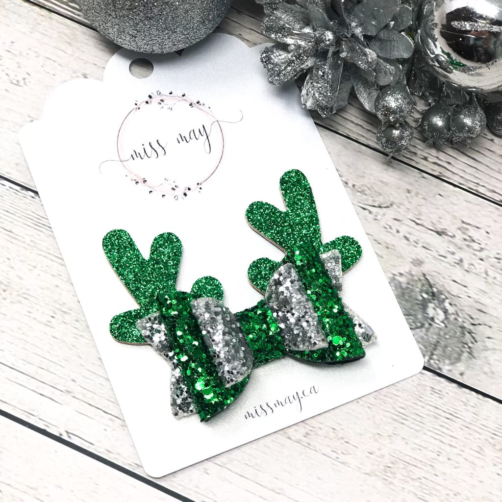 Reindeer Hair Bow – Christmas Holiday Bow for Girls | Miss May