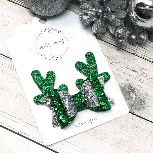 Reindeer Hair Bow – Christmas Holiday Bow for Girls | Miss May