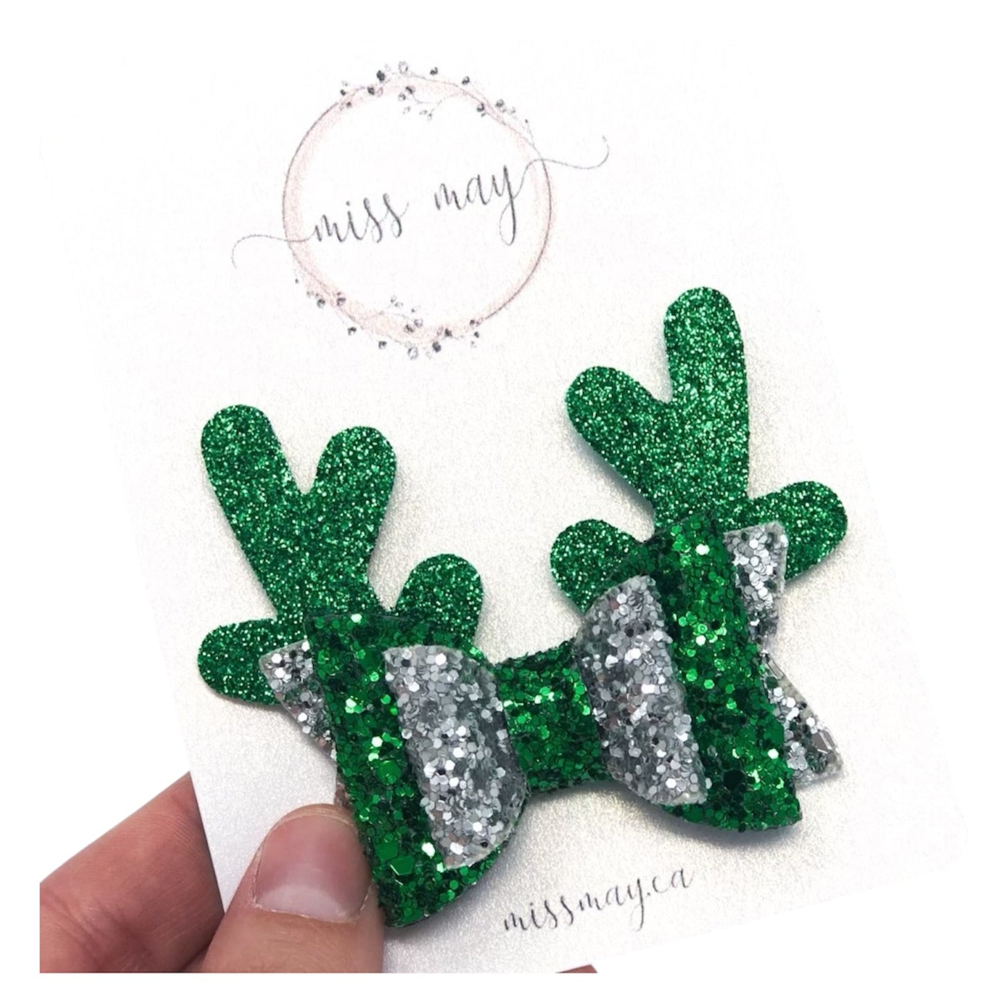 Reindeer Hair Bow – Christmas Holiday Bow for Girls | Miss May