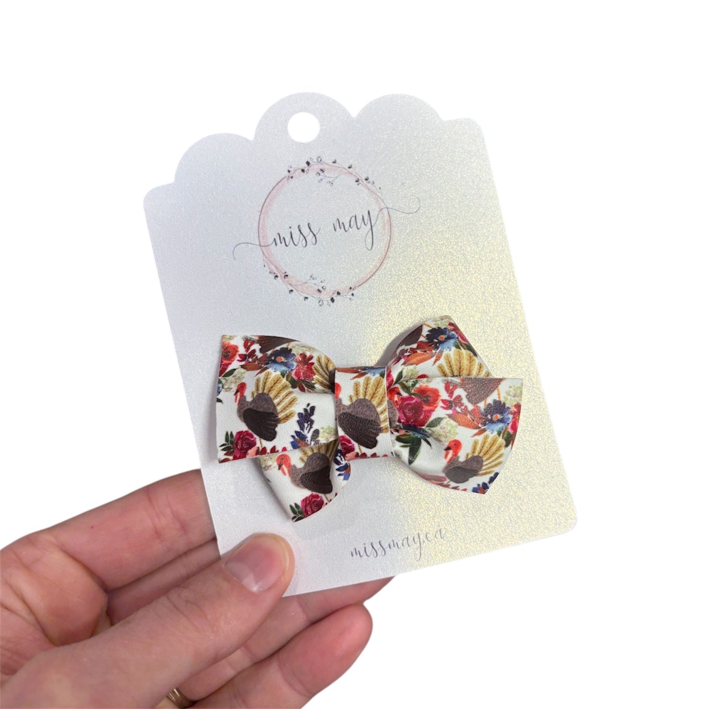 Turkey Floral Hair Bow – Christmas Holiday Bow for Girls | Miss May