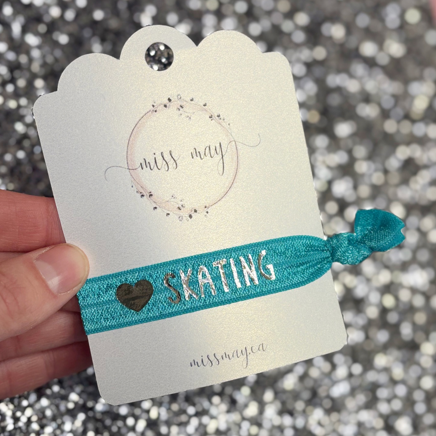Heart Skating Hair Tie Bracelet – Foiled Figure Skater Elastic | Miss May