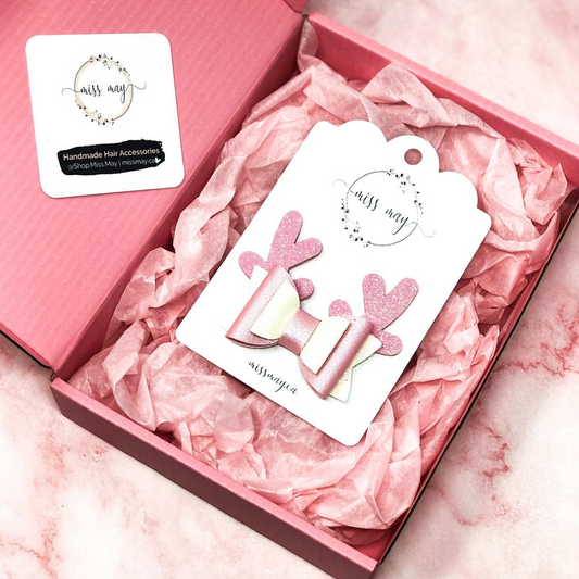 Reindeer Hair Bow – Christmas Holiday Bow for Girls | Miss May