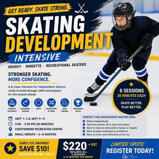 Skating Development Intensive for independent hockey, ringette and recreational skaters at Chestermere Skating School.