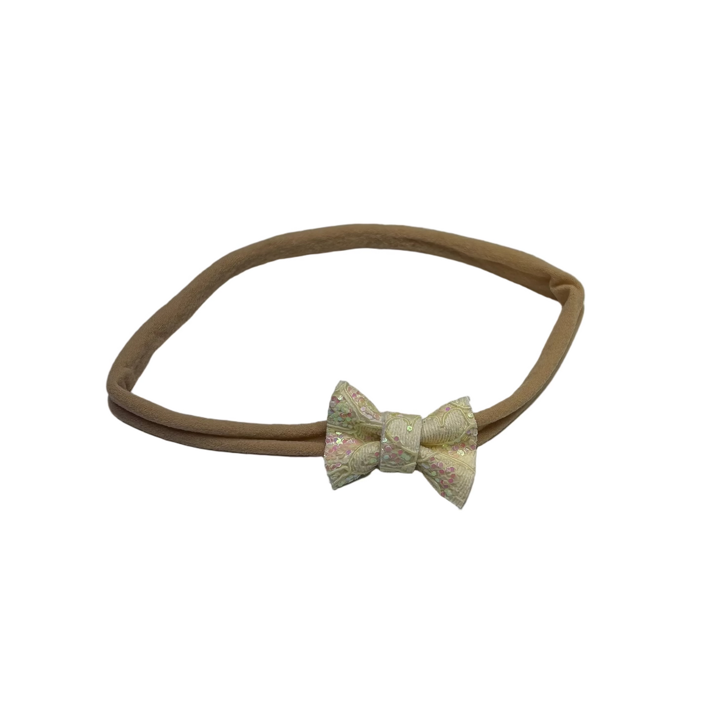yellow lace baby headband bow soft stretch nylon