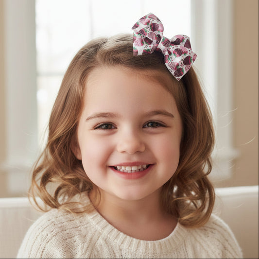 Handmade hair bow with chocolate covered strawberry pattern for girls”
Sweethearts