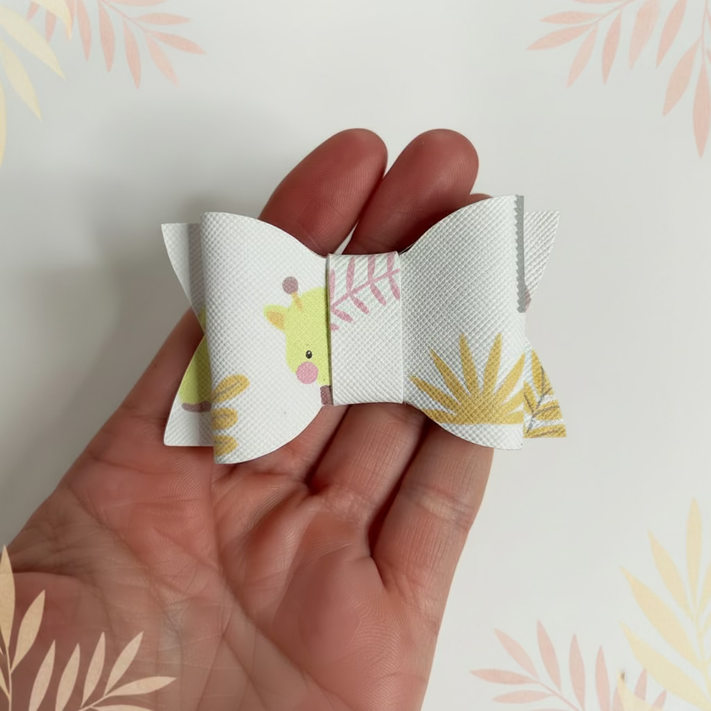 giraffe animal print pattern hair bow for girls