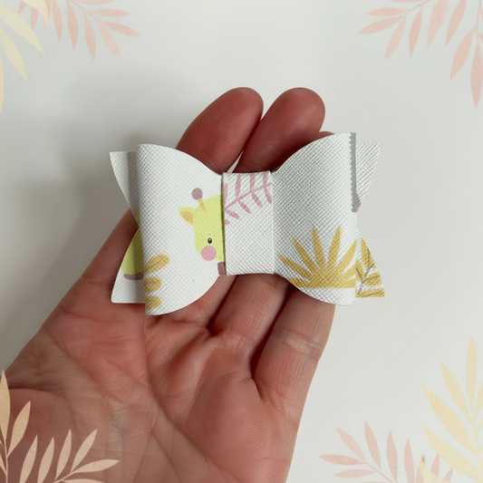 giraffe animal print pattern hair bow for girls