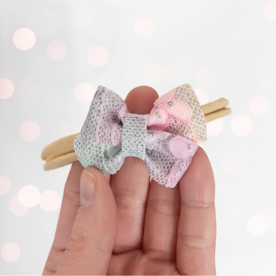 baby headband bow unicorn colours purple pink mint yellow