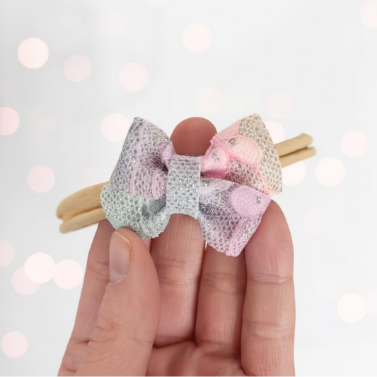 baby headband bow unicorn colours purple pink mint yellow