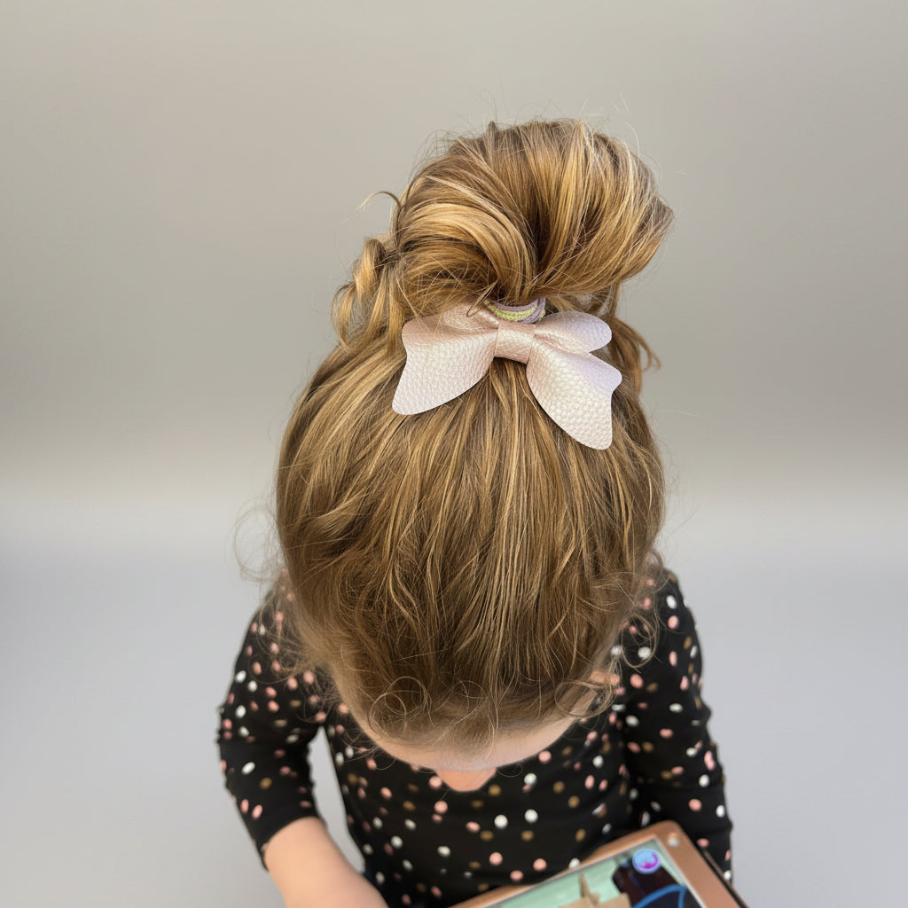 lavender purple butterfly faux leather hair tie bow