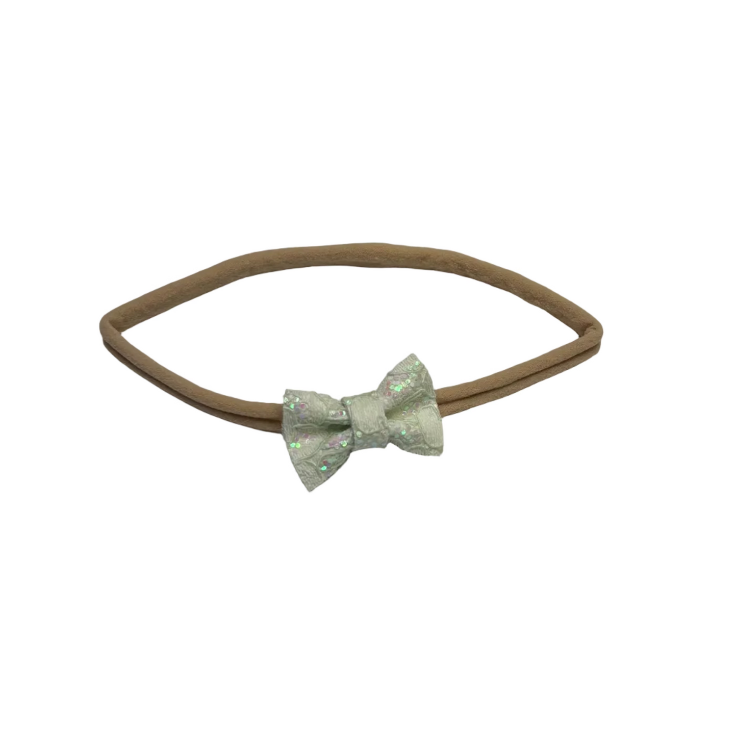 green lace texture baby bow headband toddler hair accessory