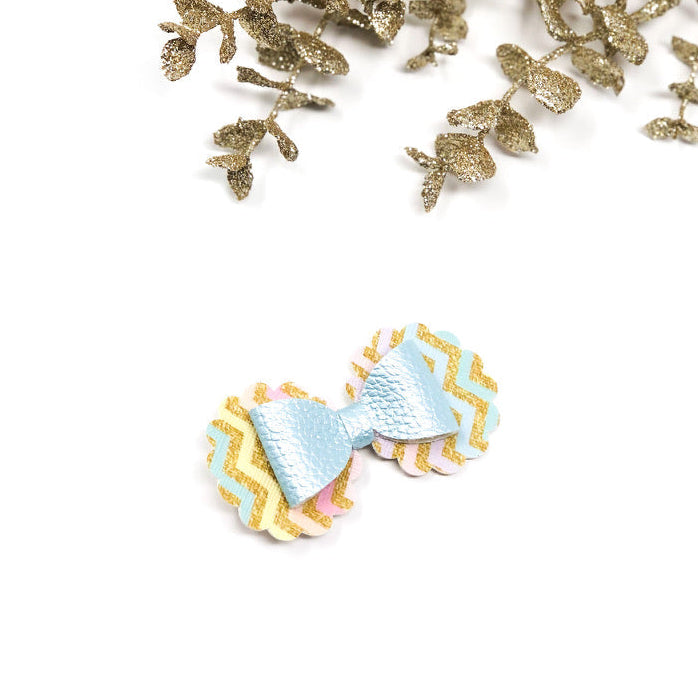 zigzag ruffle flower hair bow clip pastel girls hair accessory spring summer bow