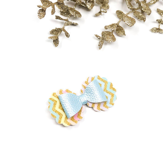 zigzag ruffle flower hair bow clip pastel girls hair accessory spring summer bow