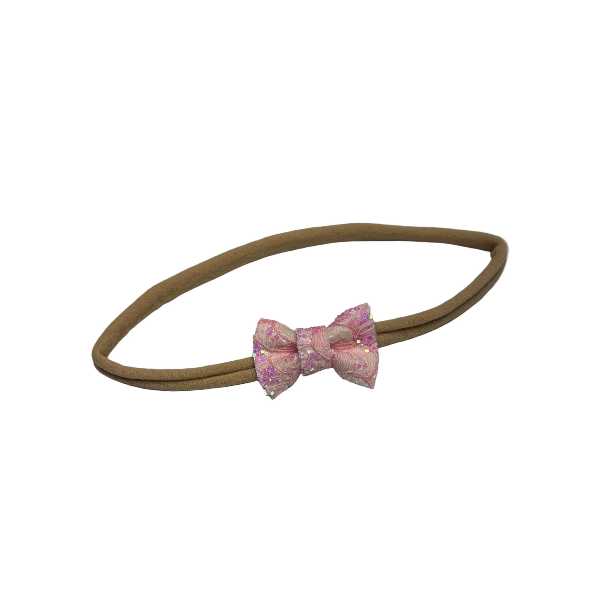 pink faux leather lace baby bow headband infant hair accessory