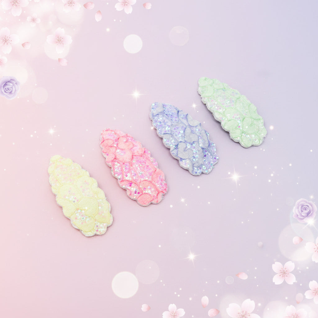 Lace glitter snap hair clip sets of 2 for girls