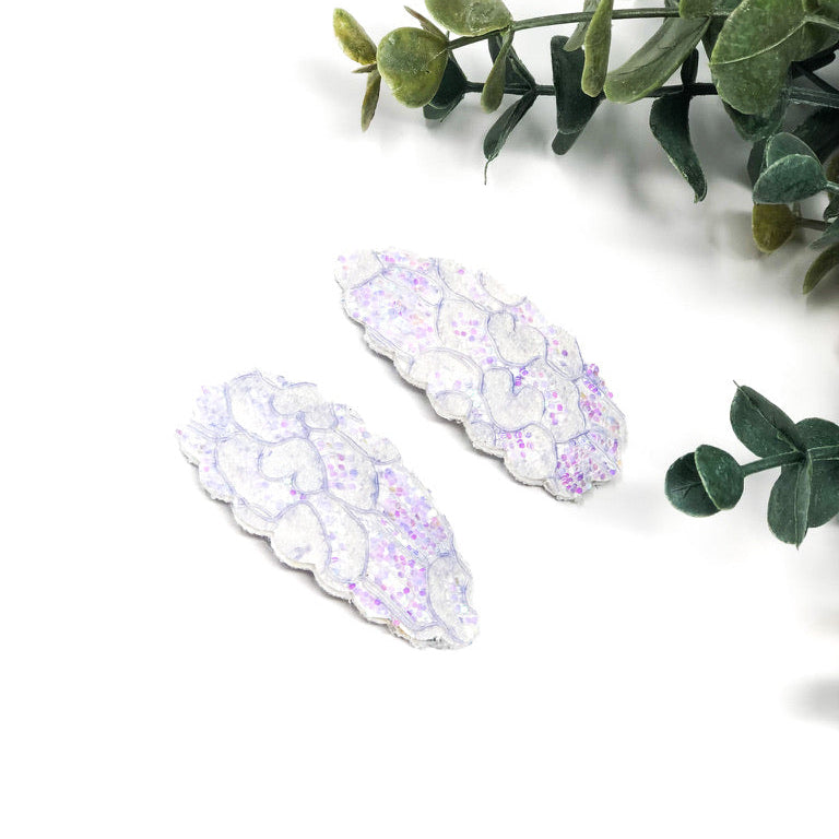 Purple glitter snap hair clips for kids