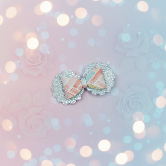 zigzag ruffle flower hair bow clip pastel girls hair accessory spring summer bow