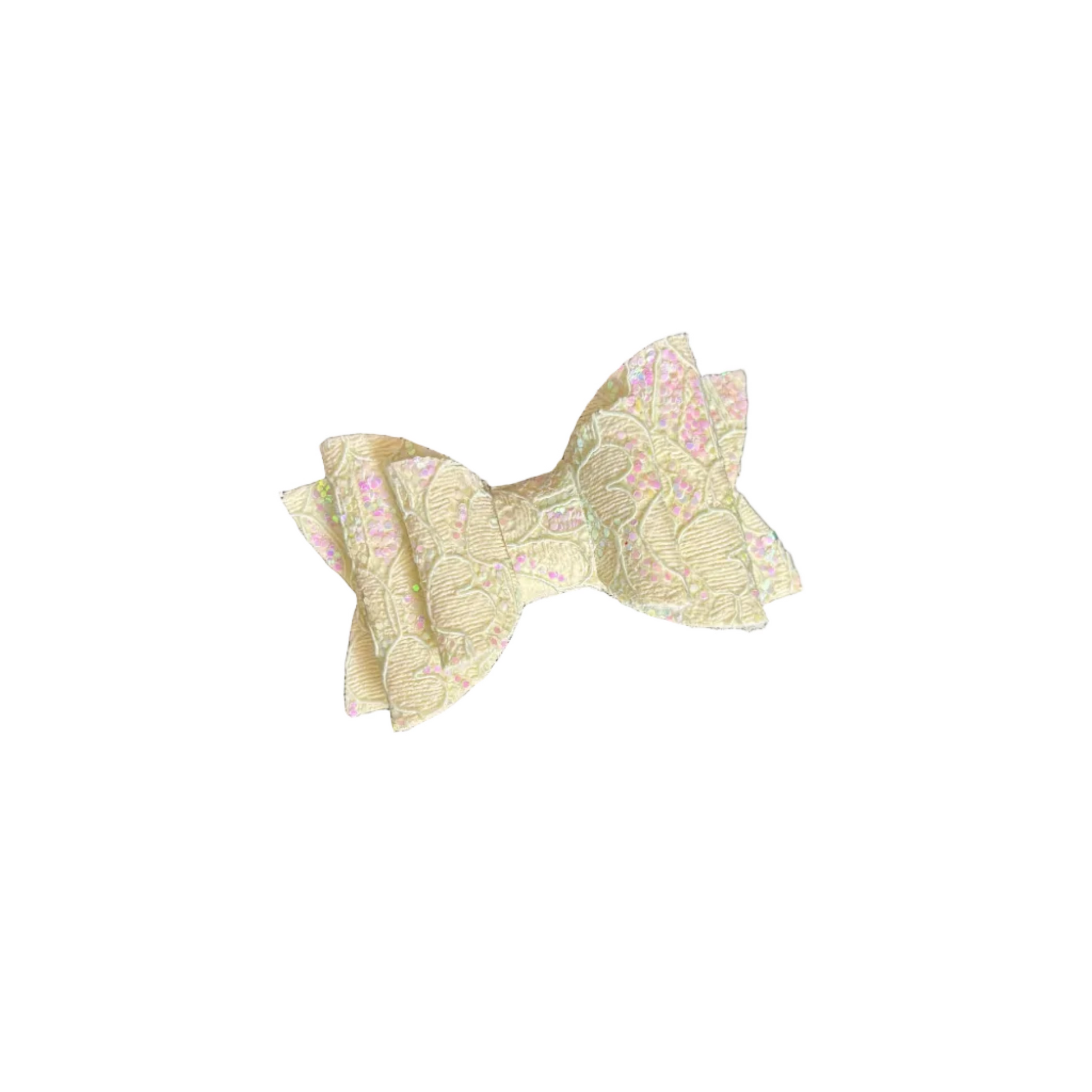 Iced mint glitter lace bow hair clip for toddler summer dress